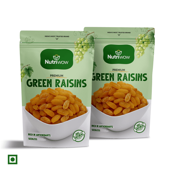 Green Raisins | Kishmish | 1Kg (500g Pack of 2) - Nutriwow