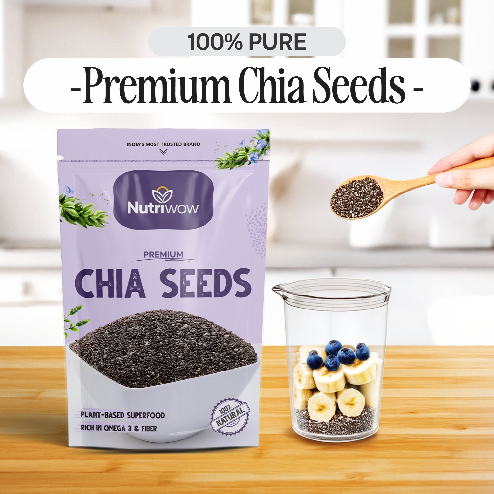 Nutriwow Edible Seeds Combo 500g | Premium Chia Seed 250g and Premium Flax Seeds, Alsi 250g - Nutriwow