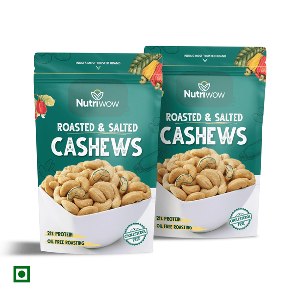 Nutriwow Premium Classic Roasted & Salted Cashew | Kaju | 400g (200g Pack of 2) - Nutriwow
