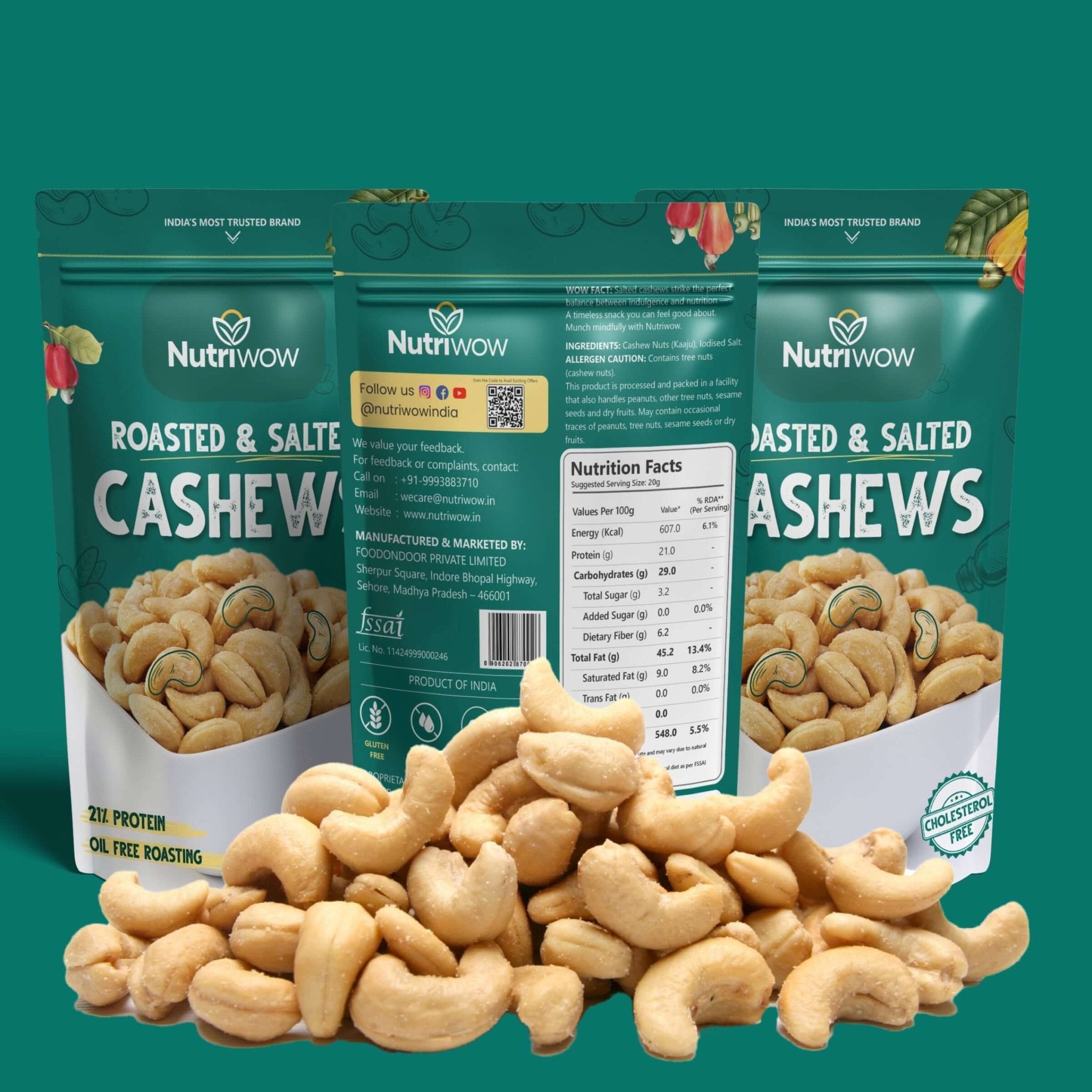 Nutriwow Premium Classic Roasted & Salted Cashew | Kaju - Nutriwow
