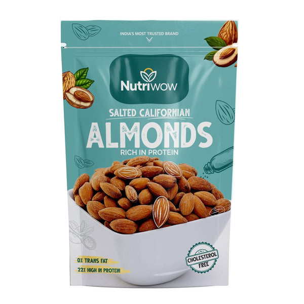 Nutriwow Premium Classic Salted Almonds | Badam - Healthy, Protein - Rich Snack - Nutriwow