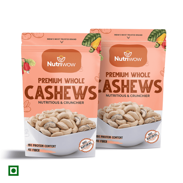 Nutriwow Premium Whole Cashews | Kaju | 400g (200g Pack of 2) - Nutriwow