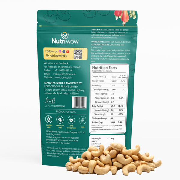 Nutriwow Premium Roasted & Salted Cashew & Almonds| Kaju and Badam | 400g (200g each)