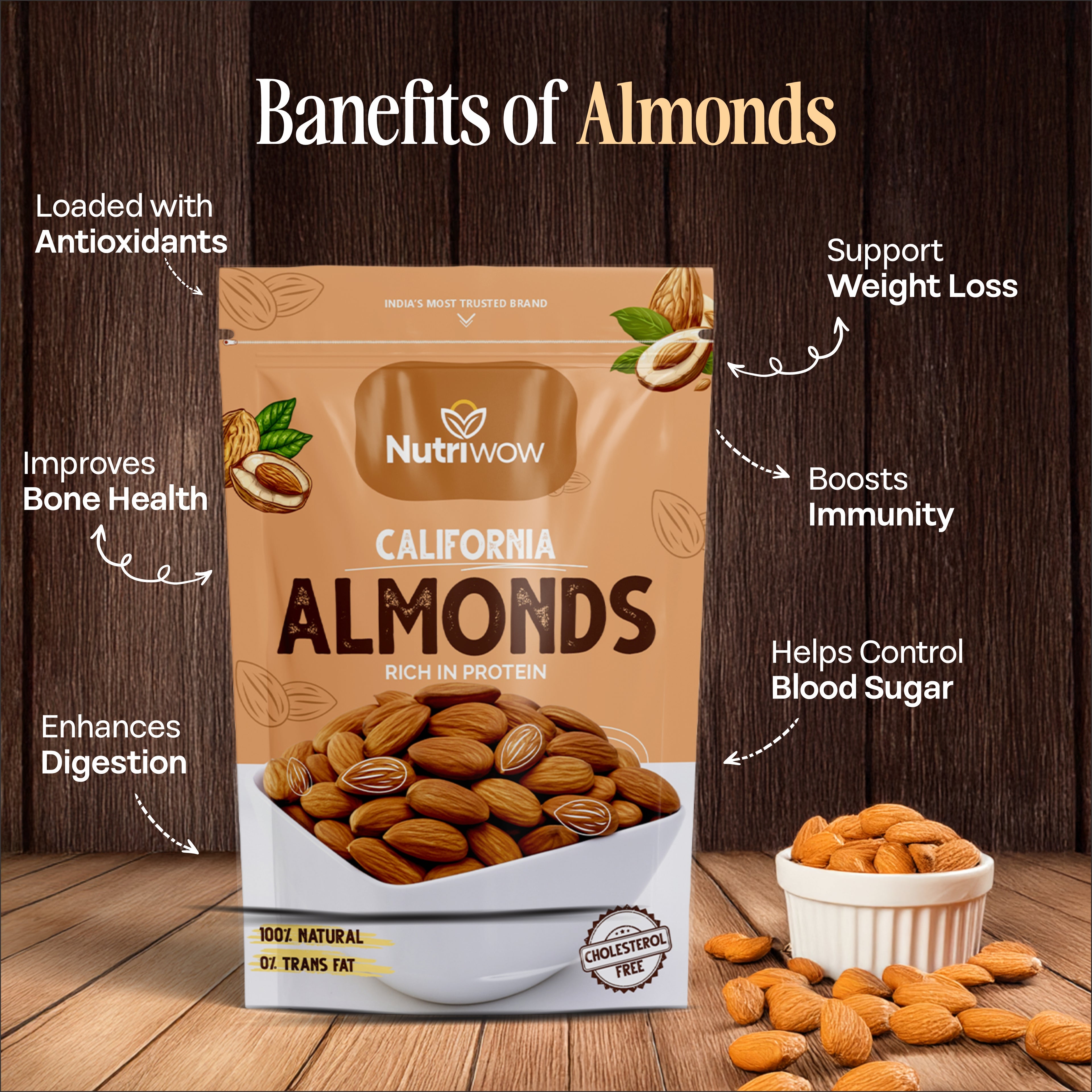 Nutriwow Premium Classic Roasted & Salted Almonds & Premium Whole Almonds | Badam | 400g (200g each)