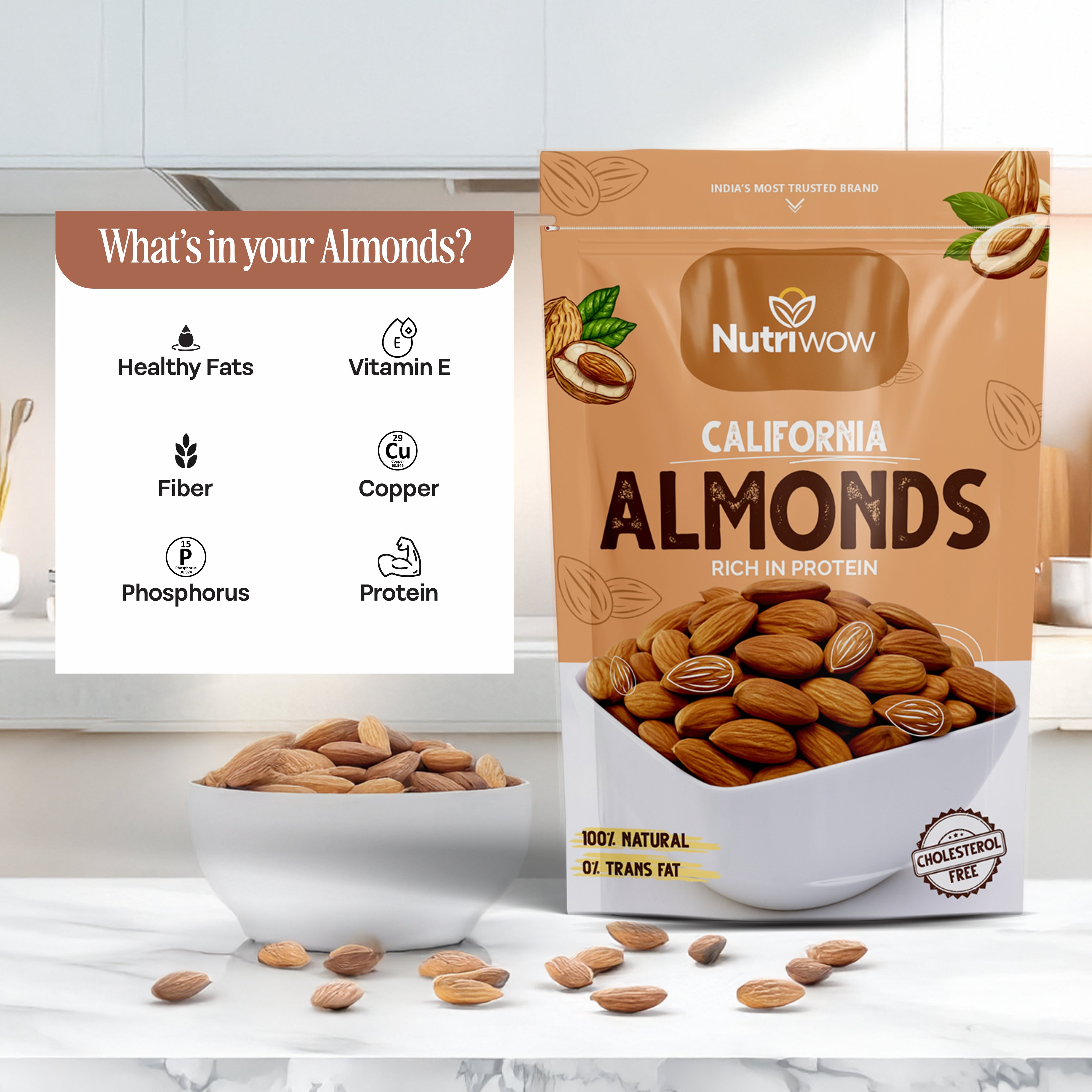 Nutriwow Premium Whole Cashews and Whole California Almonds | 400g (200g each)