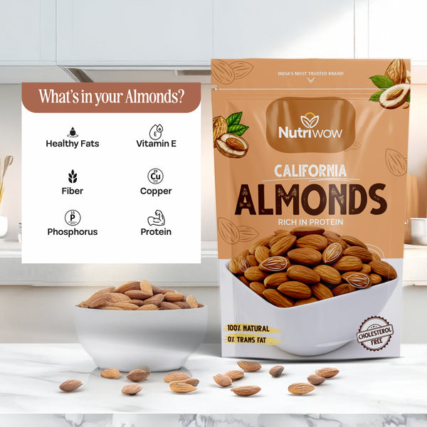 Nutriwow Premium Classic Roasted & Salted Almonds & Premium Whole Almonds | Badam | 400g (200g each)