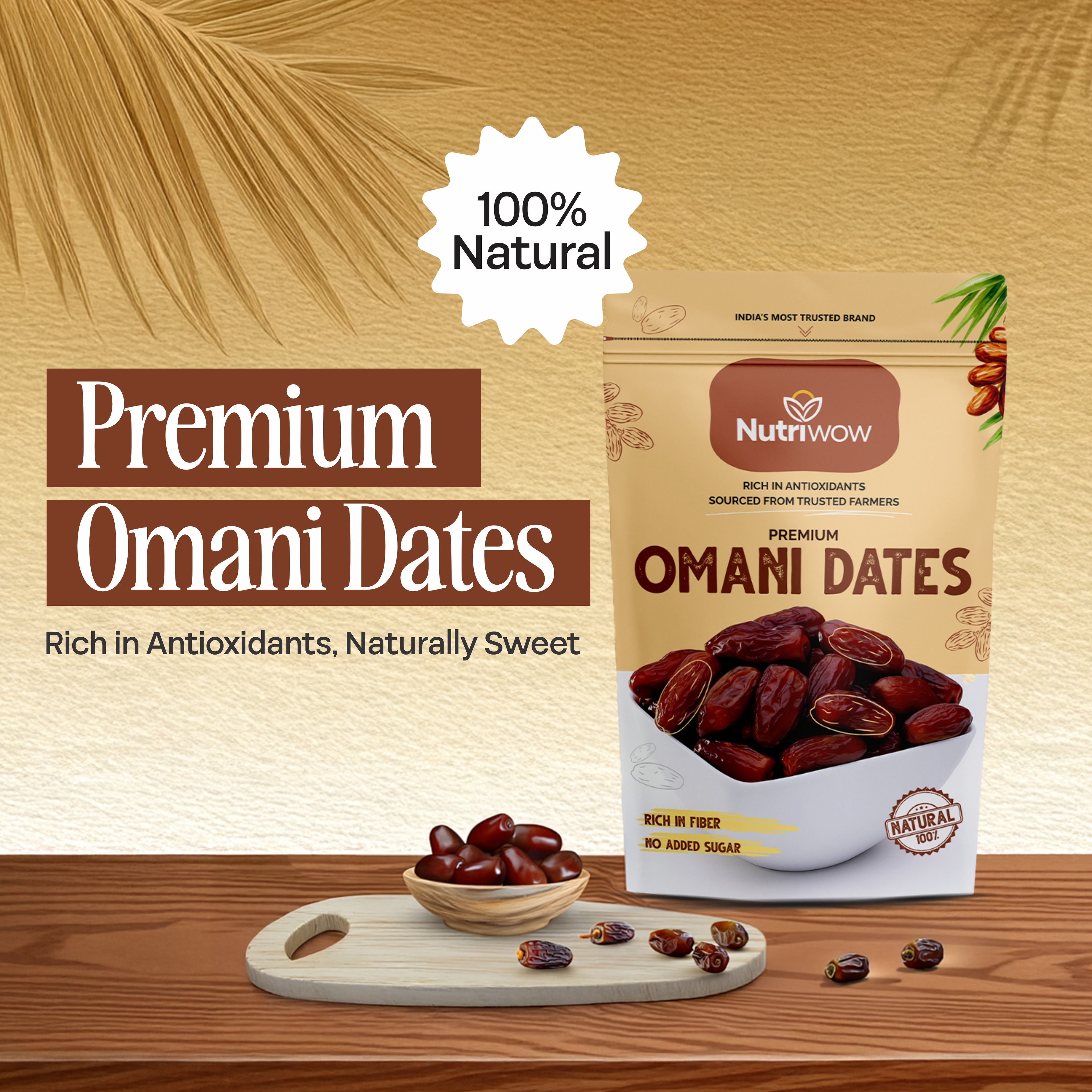 Nutriwow Premium Omani Dates 400g & Roasted & Salted Almonds 200g | Khajur and Badam