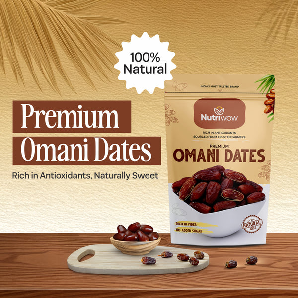 Nutriwow Premium Omani Dates 400g & Whole California Almonds 200g| Khajur and Badam