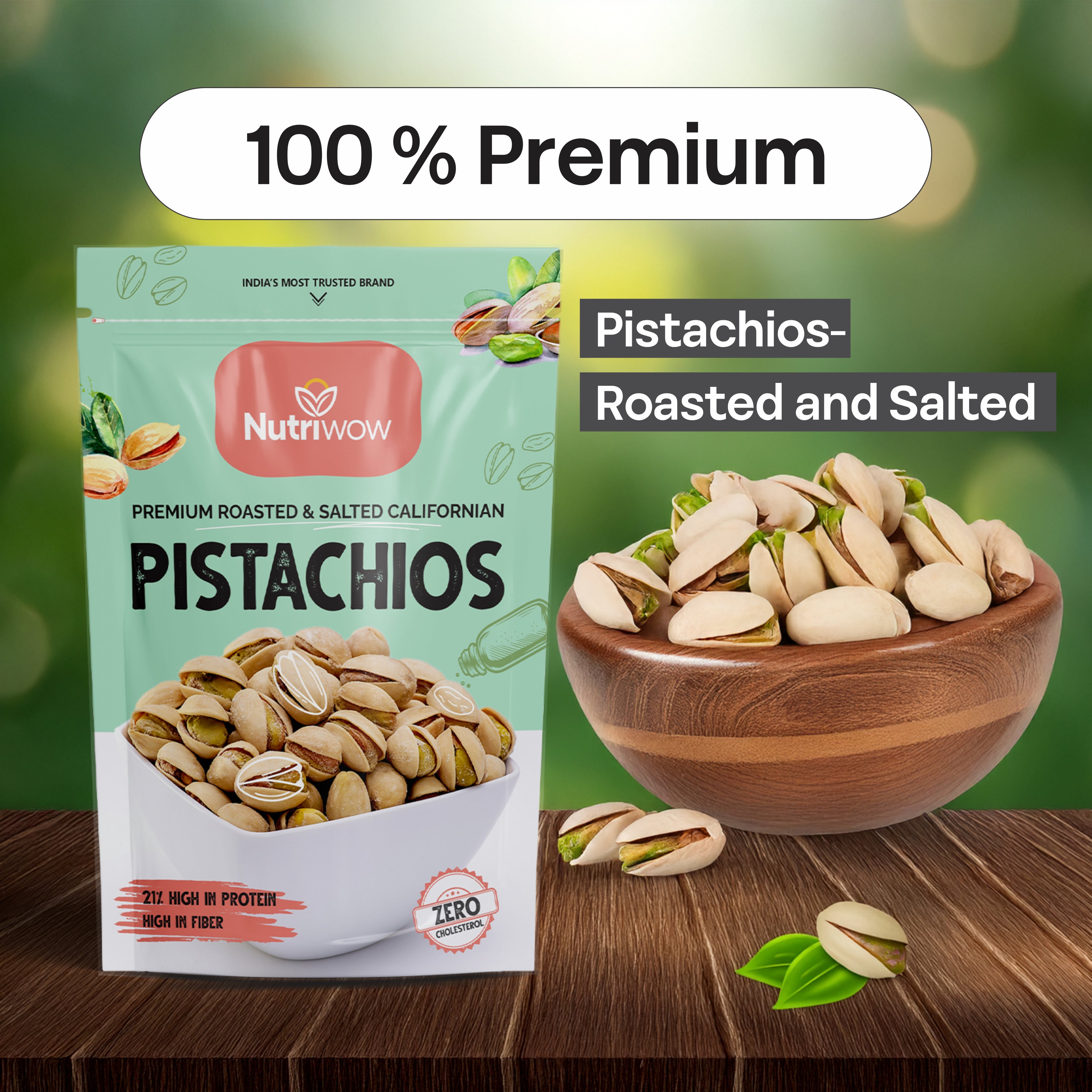 Nutriwow Premium Classic Roasted & Salted Almonds | Badam And Pistachios | Pista 400g (200g Each)