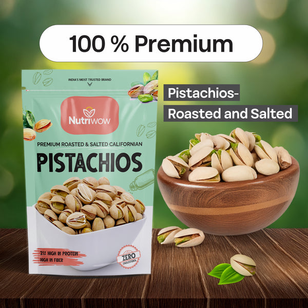 Nutriwow Premium Classic Roasted & Salted Pistachios & Whole Cashew | Pista and Kaju | 400g (200g each)