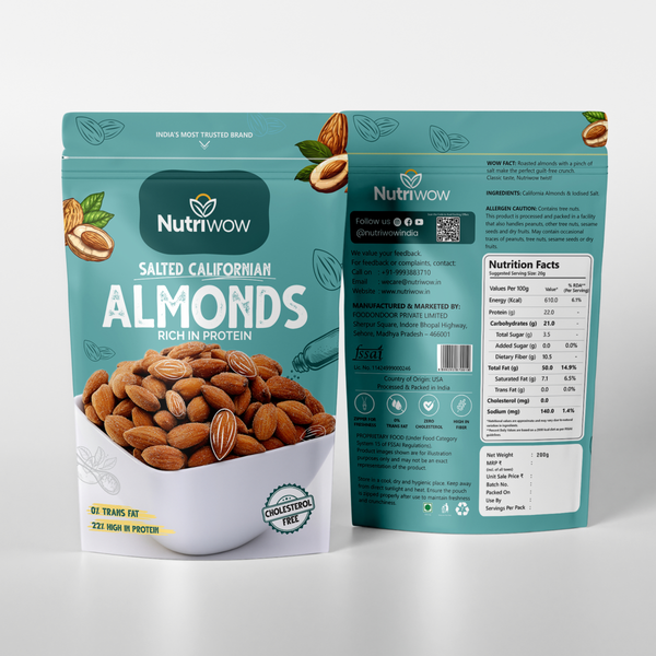 Nutriwow Premium Roasted & Salted Cashew & Almonds| Kaju and Badam | 400g (200g each)