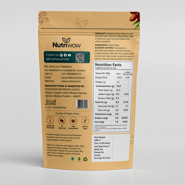 Nutriwow Premium Omani Dates, Khajur 400g and  Premium Green Raisins, Kishmish 500g