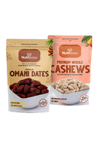 Nutriwow Premium Omani Dates 400g &Whole Cashews 200g | Khajur and Kaju |