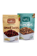 Nutriwow Premium Omani Dates 400g & Roasted & Salted Almonds 200g | Khajur and Badam