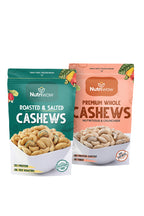 Nutriwow Premium Classic Roasted & Salted Cashew & Premium Whole Cashews | Kaju | 400g (200g each)