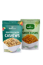 Nutriwow Premium Classic Roasted & Salted Cashew 200g & Premium Green Raisins 500g |Kaju and Kishmish