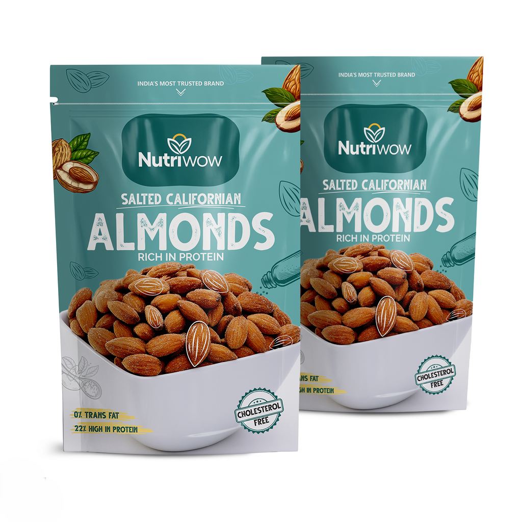 Nutriwow Premium Classic Roasted & Salted Almonds | Badam | 400g (200g Pack of 2)
