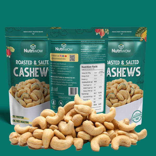 Nutriwow Premium Roasted & Salted Cashew & Almonds| Kaju and Badam | 400g (200g each)