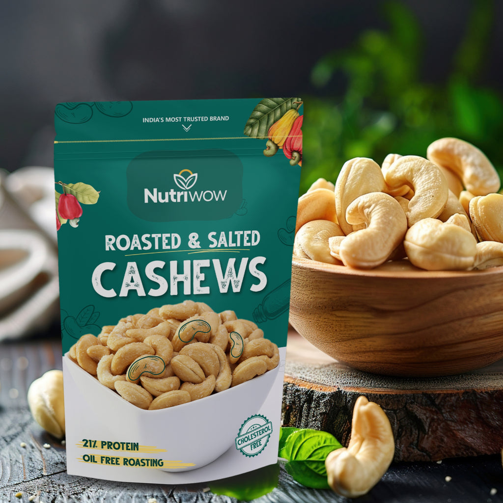 Nutriwow Premium Classic Roasted & Salted Cashew 200g & Omani Dates 400g |Kaju and Khajur |