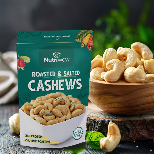 Nutriwow Premium Classic Roasted & Salted Cashew & Premium Whole Cashews | Kaju | 400g (200g each)