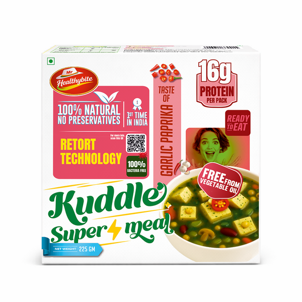Kuddle Super Meal Garlic Paprika – Ready to Eat High Protein Meal | 16g Protein | No Preservatives | Free From Vegetable Oil | 225g