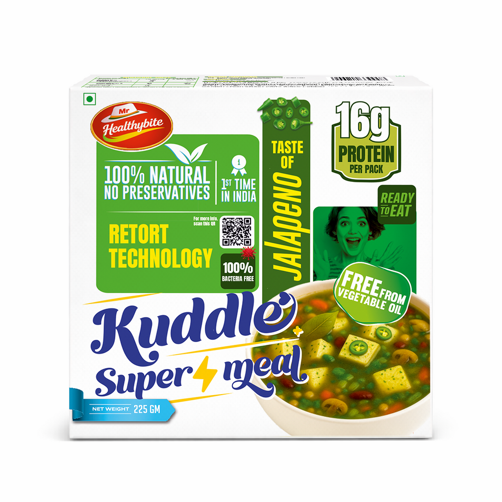 Kuddle Super Meal Jalapeno – Ready to Eat High Protein Meal | 16g Protein | No Preservatives | Free From Vegetable Oil | 225g