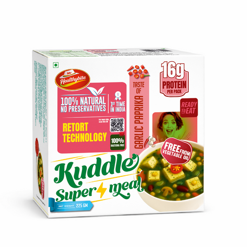 Kuddle Super Meal Garlic Paprika – Ready to Eat High Protein Meal | 16g Protein | No Preservatives | Free From Vegetable Oil | 225g