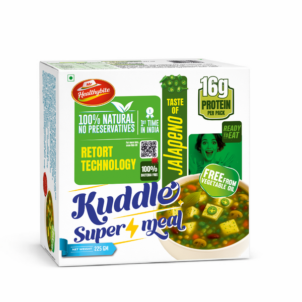 Kuddle Super Meal Jalapeno – Ready to Eat High Protein Meal | 16g Protein | No Preservatives | Free From Vegetable Oil | 225g