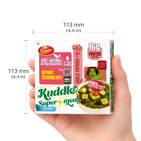 Kuddle Super Meal Garlic Paprika – Ready to Eat High Protein Meal | 16g Protein | No Preservatives | Free From Vegetable Oil | 225g