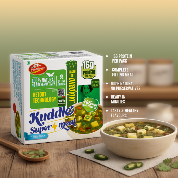 Kuddle Super Meal Jalapeno – Ready to Eat High Protein Meal | 16g Protein | No Preservatives | Free From Vegetable Oil | 225g