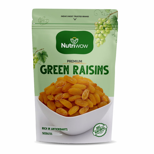 Nutriwow Premium Omani Dates, Khajur 400g and  Premium Green Raisins, Kishmish 500g