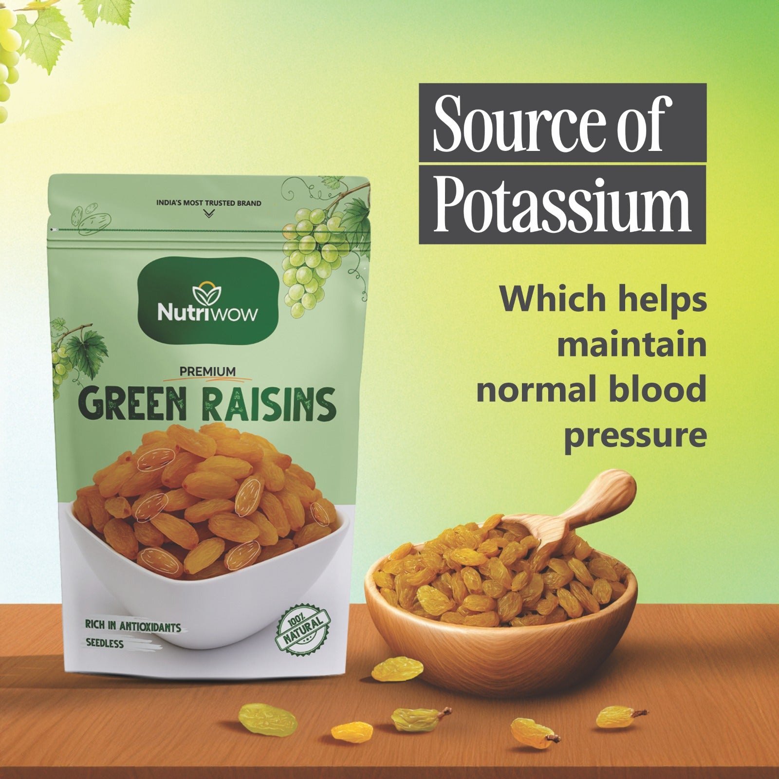 Nutriwow Premium Omani Dates, Khajur 400g and  Premium Green Raisins, Kishmish 500g