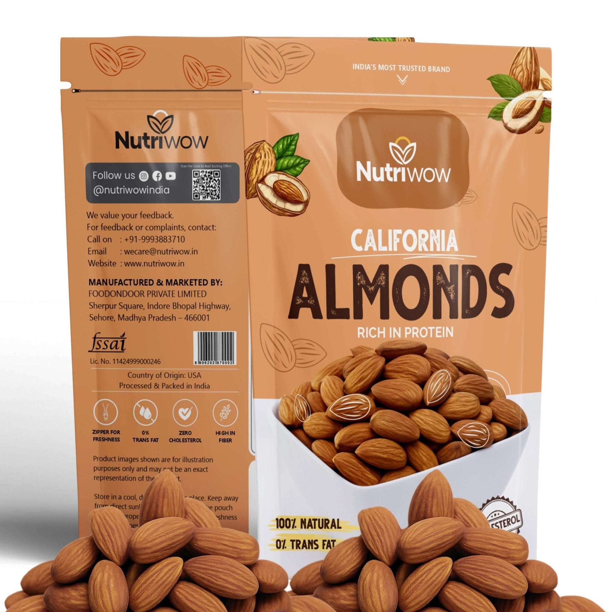 Nutriwow Premium California Almonds | Badam - Nutriwow