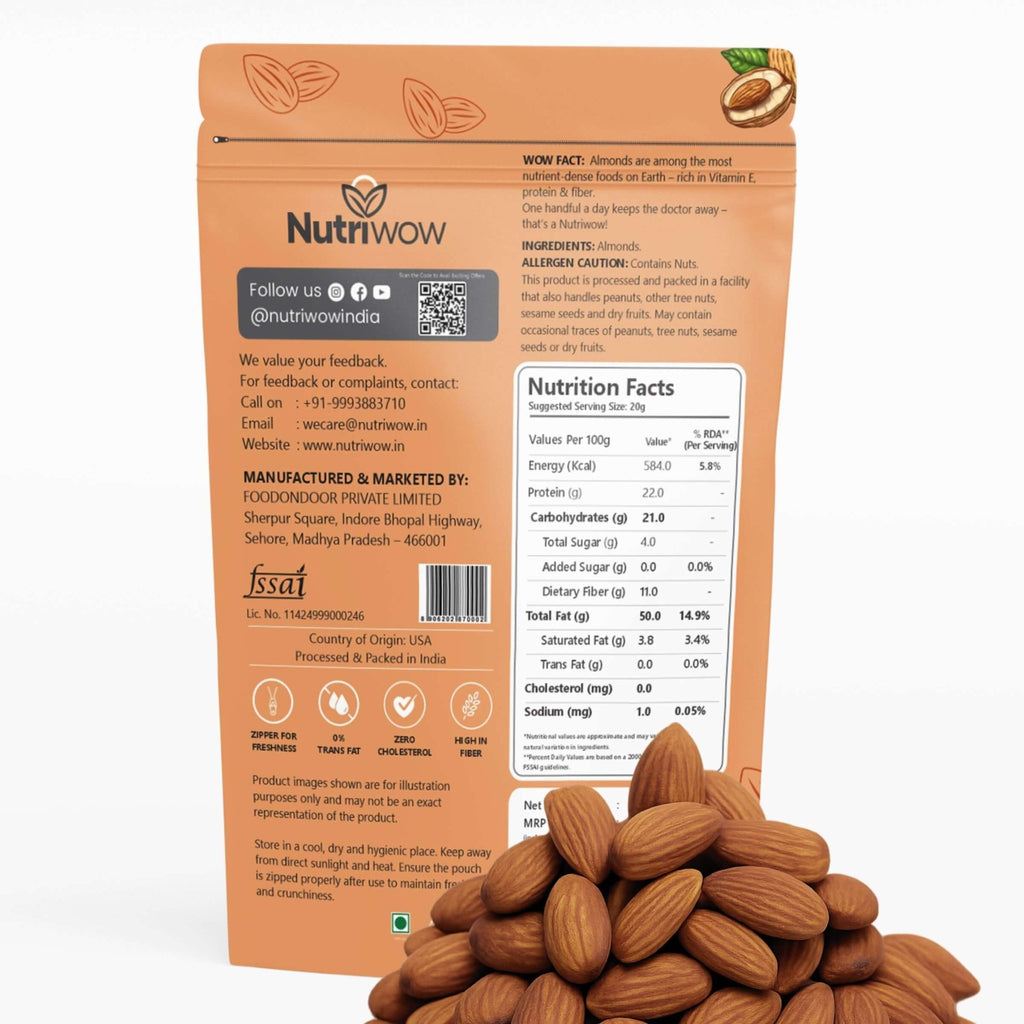 Nutriwow Premium California Almonds | Badam - Nutriwow