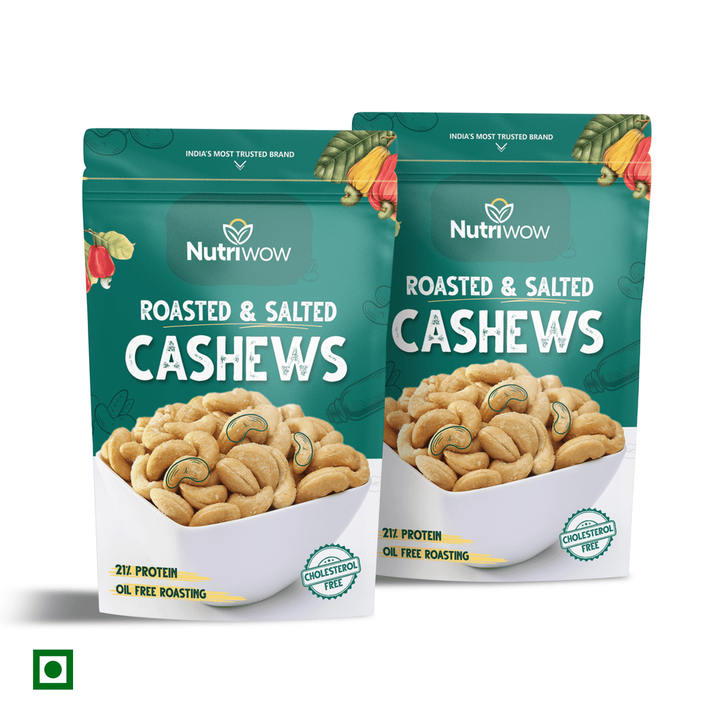 Nutriwow Premium Classic Roasted & Salted Cashew | Kaju | 400g (200g Pack of 2) - Nutriwow
