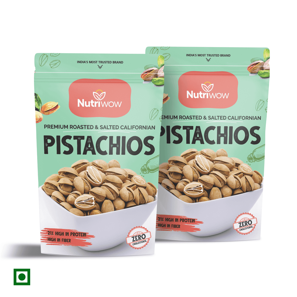 Nutriwow Premium Classic Roasted & Salted Pistachios | Pista | 400g (200g Pack of 2) - Nutriwow