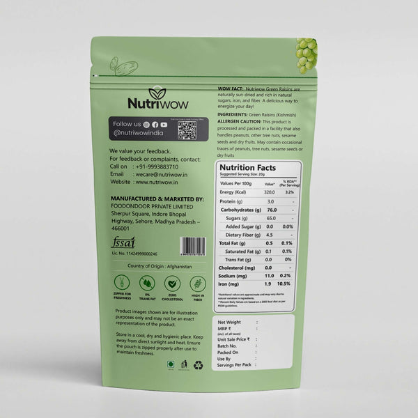 Nutriwow Premium Green Raisins | Kismis - Nutriwow