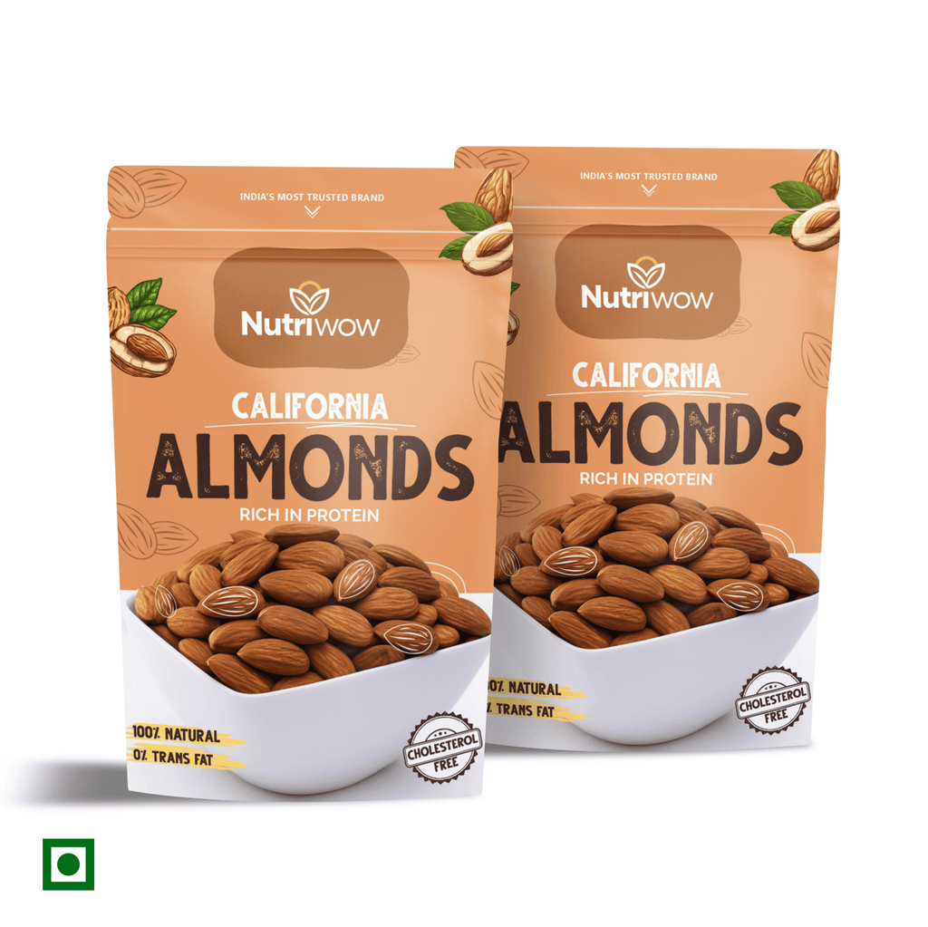 Nutriwow Premium Whole Almonds | Badam | 400g (200g Pack of 2) - Nutriwow